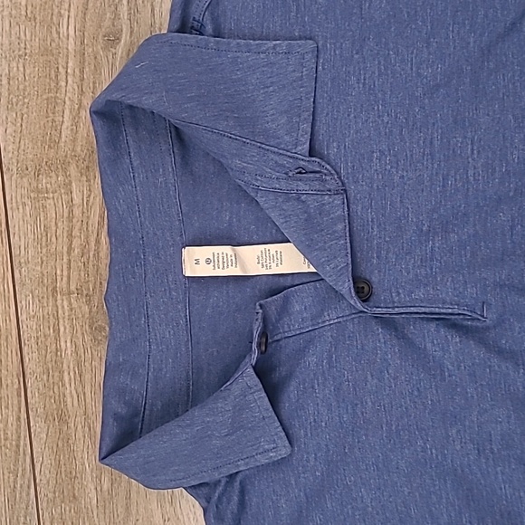 LULULEMON Blue Medium Cotton Blend Polo Mens Short Sleeve Athletic Casual Shirt‎ - Picture 1 of 4